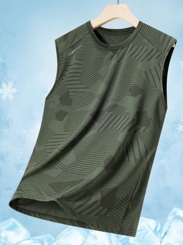 K Tank Top T-shirt Men's Camouflage Quick Drying Elastic Outdoor Sports Thin Casual Sleeveless Top_viptrois.com