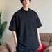 Men's Vintage Style Short Sleeve Polo Shirt Wheat Ear Pattern Jacquard Knit Loose Fit Summer Top Straight Shoulder T-Shirt_viptrois.com
