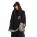 Two-Piece Striped Patchwork Turn-Down Collar Sweatshirt For Men Women, Spring And Autumn Wear, Lazy Style, Loose_viptrois.com
