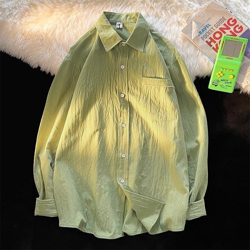 Men's Trendy Cotton And Linen Shirt Long Sleeve Loose Casual Thin Inner Jacket For Spring And Autumn_viptrois.com