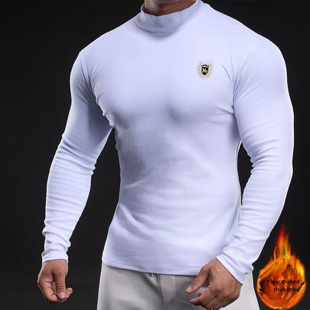 Men's stretch slim fit long sleeved training suit, casual running, sports and fitness outdoor T-shirt_viptrois.com