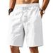 Men's Clothing Men's Summer Breathable Linen Shorts Style Casual Sports Solid Color Drawstring Beach Five Point_viptrois.com