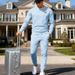 Men's Textured Sweatshirt & Jogger Set - Casual Winter Lounge Wear, Relaxed Fit Two-Piece Outfit With Breathable Fabric_viptrois.com