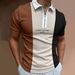 2025d Men's Casual Color Block Short Sleeve Zipper Turn-down Collar 3D Printed Polo Shirt_viptrois.com