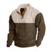 Cross-border European American Plus-size Autumn And Winter Men's Casual Color-blocked Turn-down Sports Sweatshirt_viptrois.com