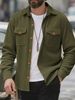 "Men's Corduroy Work Shirt Jacket - Polyester Blend Relaxed Fit Button-Up With Chest Pockets (Black/Grey/Khaki/Olive, S-XXXL)"_viptrois.com