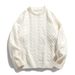 Pure Hanlu Men's Solid Color Cable Knit Design Crew Neck Unisex Autumn Winter Couple Loose Japanese Style Knitted Sweater_viptrois.com