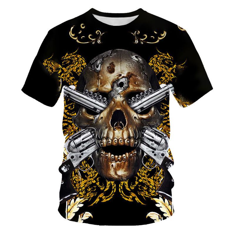 Skeleton Men's 3D Digital Printed T-shirt Round Neck_viptrois.com