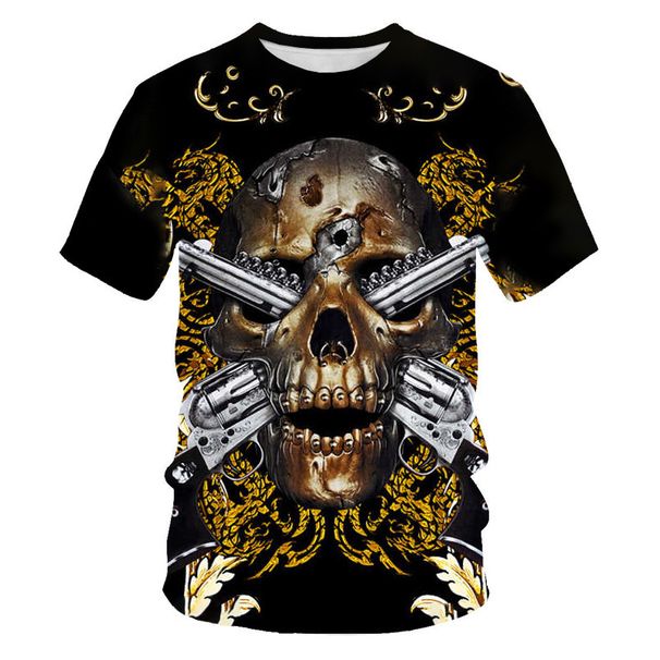 Skeleton Men's 3D Digital Printed T-shirt Round Neck_viptrois.com