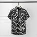 Men's Short Sleeve Cotton Shirt With Wave Digital Print - Slim Fit, Breathable & Stylish For Summer (Sizes 38-42, White/Black)_viptrois.com