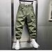 Men's Clothing European Style Casual Green Pants Spring/Summer Trendy Korean Slim Fit Long Trousers With Spliced Cuffs Jogger Leg_viptrois.com