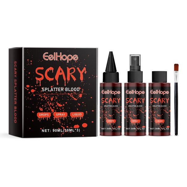 Eelhope Halloween Fake Blood Set Halloween Atmosphere Entertainment Makeup Special Lifelike Plasma Set_viptrois.com