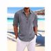 Men’s Clothing Men's Shirt Men's Pullover Shirt Solid Color Lapel Long Sleeve Cotton And Linen Casual Shirt Shirt_viptrois.com