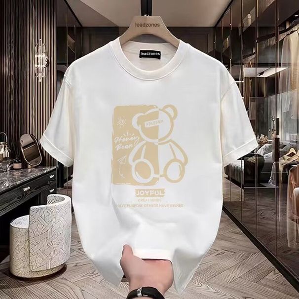 Men's New Short-sleeved Loose And Versatile Printed T-shirt Women's And Men's Ins Trendy Round Neck Bottoming Shirt Top_viptrois.com