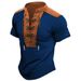 Vintage Drawstring Stand Collar Polo Shirts Summer Men Casual Short Sleeve Tops For Mens Retro Patchwork Polo T Shirts_viptrois.com