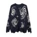 Men's ClothingFashion Personality Star Element Rotating Jacquard Ripped Long Sleeved Pullover Loose Casual Men's And Women's Sweater_viptrois.com