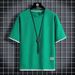 Men's Clothing Shirts And Clothing Waffle Round Neck Short Sleeves Two Piece Loose Large Size Ice Silk Thin Five Point Sleeves_viptrois.com