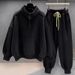 "Men's Casual Two-Piece Set – Semi-Turtle Neck Sweatshirt & Relaxed Joggers (Black/White/Gray) – 90% Polyester Cotton Blend M-3XL"_viptrois.com