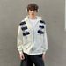 Color Block Striped Patchwork Hoodie Zipper Jacket Unisex Vibe Trendy American Style Loose Casual_viptrois.com