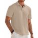 Men's Snake Pattern Stretch Textured Shirt Short Sleeved Casual Knitted Jacquard Summer Top US Size_viptrois.com