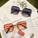 Unisex Accessories Chain Square Frame Sunglasses Metal Chain Buckle Shape Women's Sunglasses Large Square Frame Gradient Color Glasses_viptrois.com