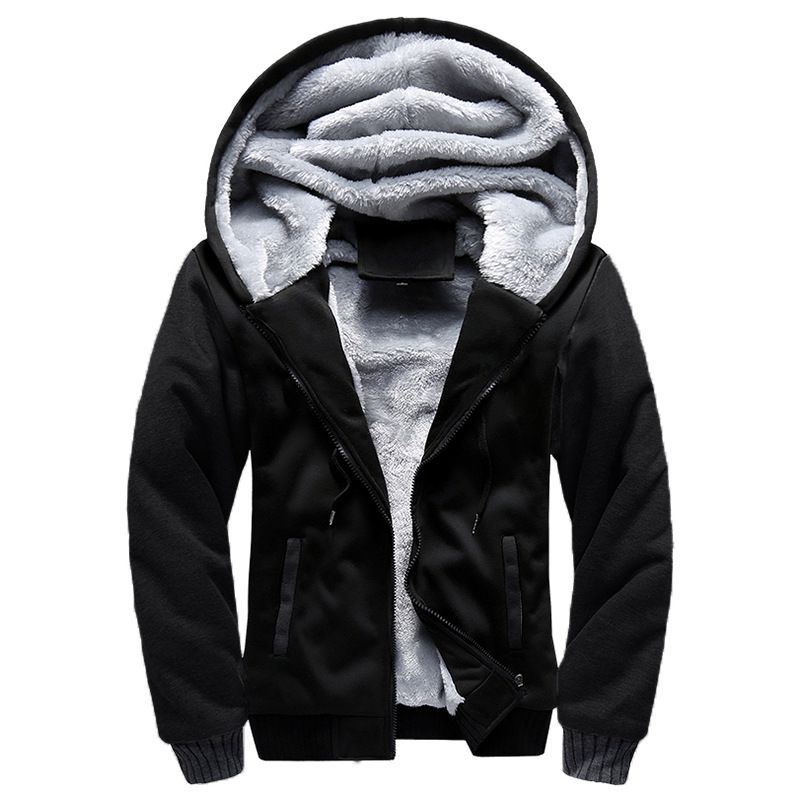Men's Clothing Men's Heavyweight Fleece-Lined Zip-Up Hoodie – Winter Thermal Jacket With Stand Collar & Side Pockets (Black/Charcoal/Red-Blue/Navy)_viptrois.com