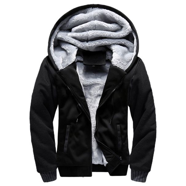 Men's Clothing Men's Heavyweight Fleece-Lined Zip-Up Hoodie – Winter Thermal Jacket With Stand Collar & Side Pockets (Black/Charcoal/Red-Blue/Navy)_viptrois.com