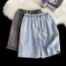 Men's Cotton Denim Shorts | Relaxed Fit Elastic Waist Casual Shorts For Summer, Loose Straight Leg Streetwear Shorts_viptrois.com