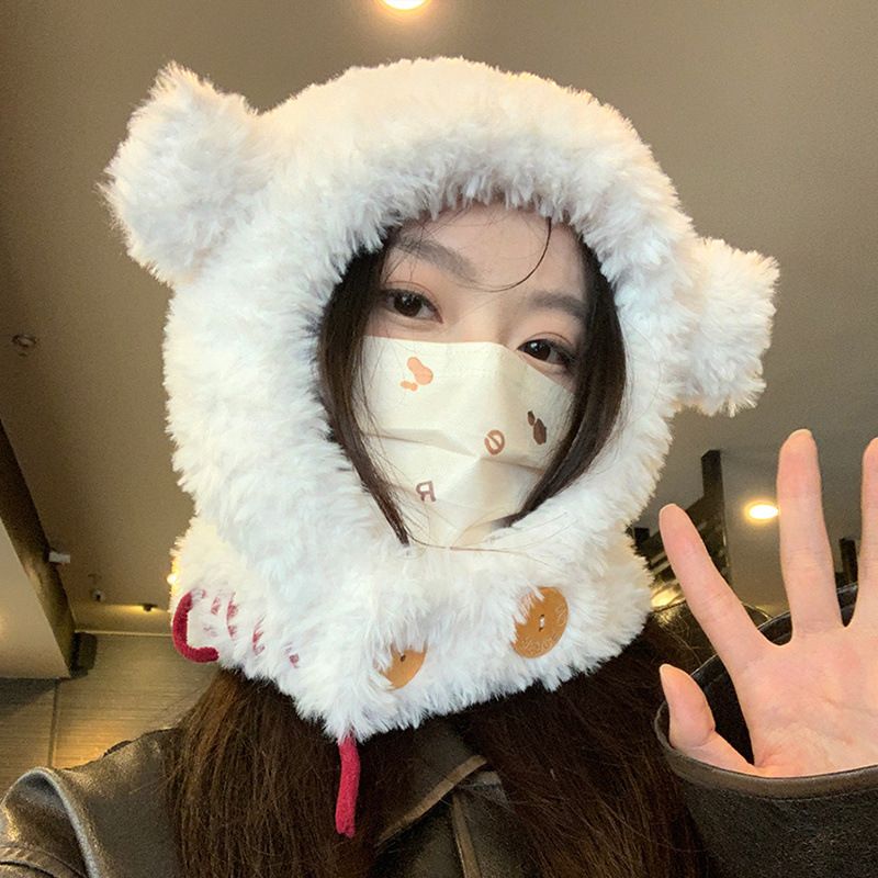 Plush Thick Bear Balaklafa Children's Ear Protection, Warm Baotou, Autumn and Winter Big Head Circumference, Knitted_viptrois.com