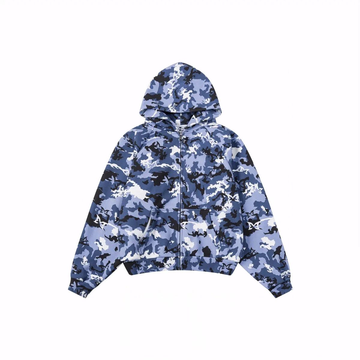 Blue Camouflage Hooded Cardigan Gothic High Street Trendy Sweatshirt New Autumn Style European And American Cross Border Men's Clothing_viptrois.com