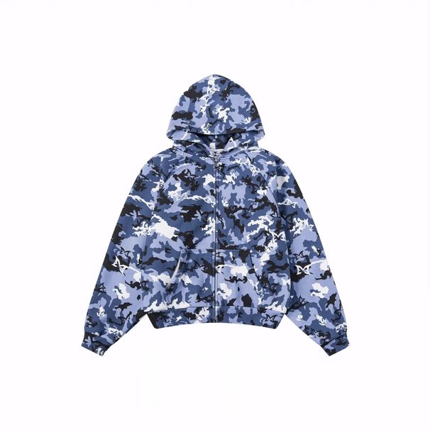 Blue Camouflage Hooded Cardigan Gothic High Street Trendy Sweatshirt New Autumn Style European And American Cross Border Men's Clothing_viptrois.com