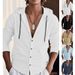 Men's Clothing Linen Hooded Shirt - Breathable, Drawstring Casual Top | Slim & Oversize Fit | Solid Colors (White/Navy/Black/Khaki/Light Blue)_viptrois.com