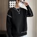 Sweater Men's Autumn And Winter New Style Open Thread Design Round Neck Knitted Sweater Warm Casual Thread Jacket_viptrois.com
