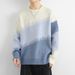 Pure Light Mature Style Gradient Color Block Crew Neck Sweater Men 2025 Autumn Winter New Trendy Loose Lazy Feel Outerwear_viptrois.com