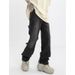 Men's Clothing Retro Vintage Blue Jeans For Men - American High Street Vibe, Deconstructed Button Design, Straight & Slightly Flared Trousers_viptrois.com