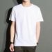 Men's Slim Fit T-Shirt Round Neck Short Sleeve Solid Color Summer Trendy Couple Top Versatile Basic Graphic Print_viptrois.com