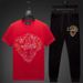 Men's Clothing One piece drop shipping new men's suit hot diamond tiger head summer mercerized cotton t shirt men's short sleeved trousers_viptrois.com