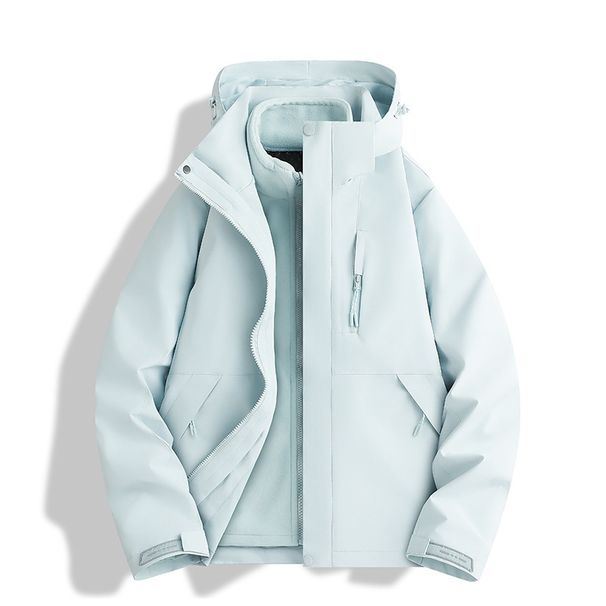 Unisex 3-in-1 Weatherproof Jacket – Thermal Windbreaker & Water-Resistant Shell For Outdoor Adventures (Glacier Blue/Black, S-6XL)_viptrois.com