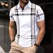 Business Men's Polo Shirt Casual Summer Short Sleeves Tops Plaid Pattern Print Button T Shirt Loose Clothes Fashion Golf Shirts_viptrois.com