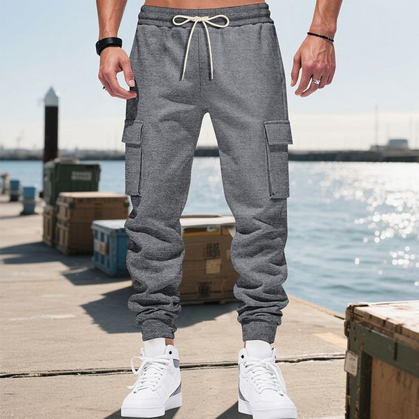 Men's Clothing Heavyweight Cargo Jogger Pants - Stretch Workout Sweatpants With Multiple Pockets, Relaxed Fit, Tapered Leg For Casual & Streetwear_viptrois.com
