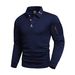 Men's Slim Fit Long Sleeve Polo Shirt With Contrast Collar & Zipper Accent – Breathable Polyester Blend For Casual & Sports Wear (White, Black)_viptrois.com