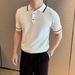 Men’s Summer Knit Polo Shirt – Breathable Ice Silk Business Casual T-Shirt (Slim Fit, White/Black, 5-Size EU/US Sizing)_viptrois.com