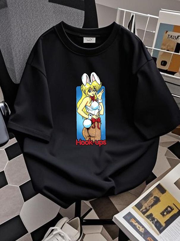 Hookups Skateboard Sexy Bunny Girl T Shirt S 4XL Streetwear Stretched Summer Homme Casual Designer Clothes Top For Everyday Wear Stylish_viptrois.com