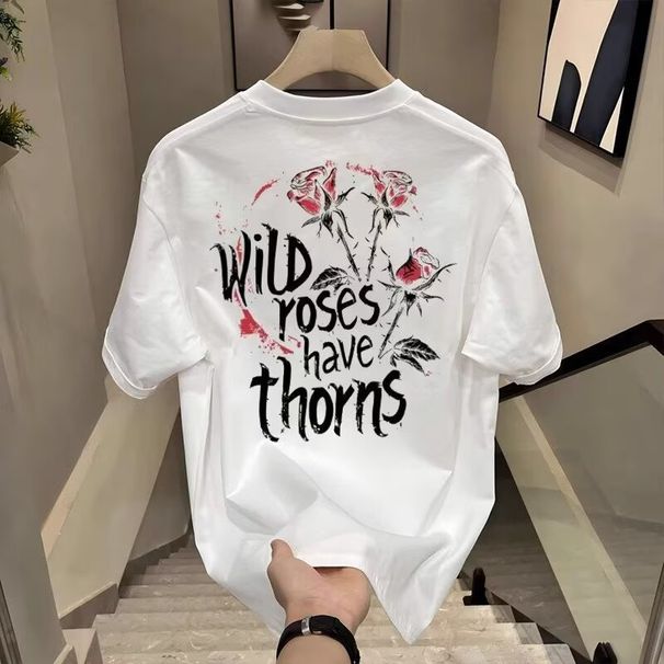 American Style Trendy Versatile Casual Half T-Shirt For Men Summer New Loose Cartoon Cotton High Street Short Sleeve Top_viptrois.com