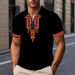 Men's Clothing Summer Fashion Trend Printed Pattern Comfortable Simple Breathable Short Sleeved Zipper Polo Shirt_viptrois.com