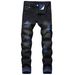 Men's Clothing Ripped Jeans Color Ripped Yarn Denim Trousers_viptrois.com