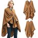 Unisex Fashion acrylic women's shawl clasp leather edge Solid camel split shawl_viptrois.com
