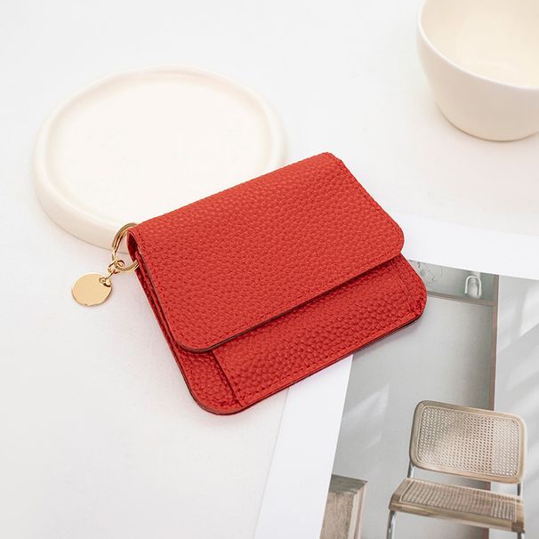 Women's Magnetic Buckle Wallet Short Stylish Multi Card Card Holder Ultra Thin Solid Color Coin Purse_viptrois.com