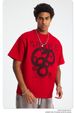 Auspicious Snake Zodiac Printed Men's Short-sleeved T-shirt Red Festive Pure Cotton Men's T_viptrois.com