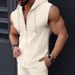 Men's Clothing Short Sleeved Hooded Zipper Cardigan T Shirt Men 2025 Summer New Fashion Striped Sleeveless T Shirt Men's Tops_viptrois.com